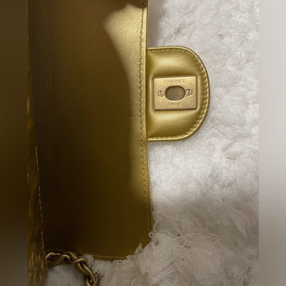 CHANEL Gold Embossed Croc Mini Flap Bag - Picture 11 of 16